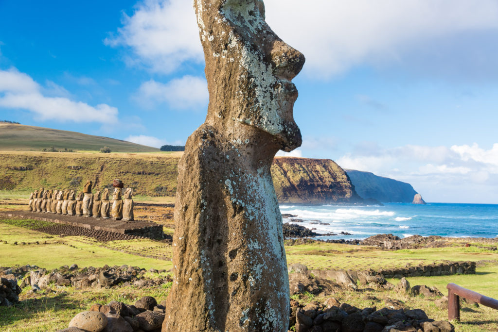 Rapa Nui, Osterinsel, Moai, Klippen, Gras, Statuen, Kultur, Brandung, Isla de Pascua