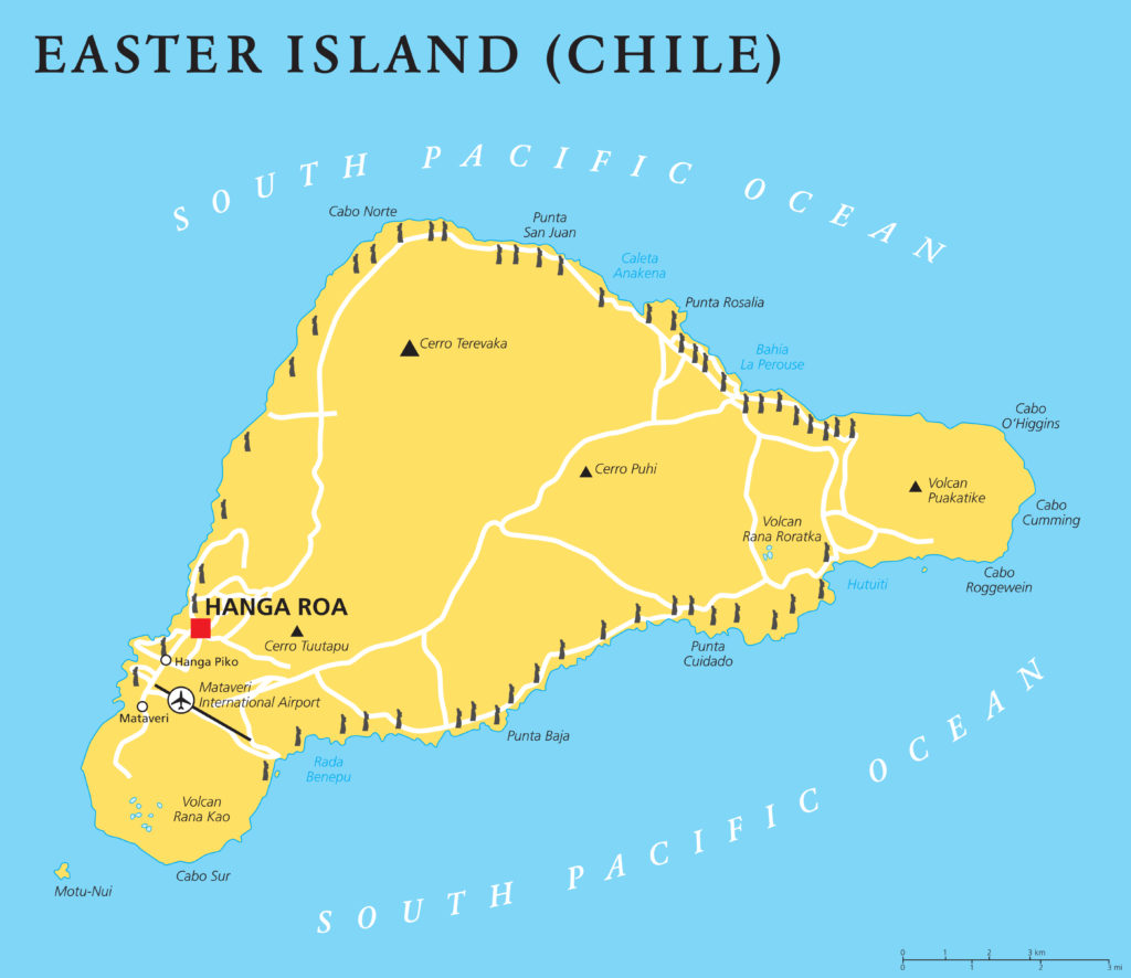 Rapa Nui, Osterinsel, Moai, Landkarte, Isla de Pascua