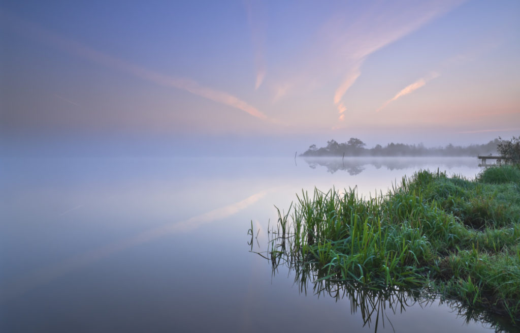 Flogeln Lake, dawn, Flogeln, Lower Saxony, Germany, Imagebroker