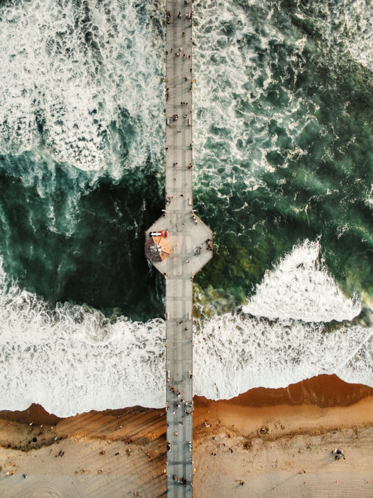 Bridge, Sea, People, Drone, Aerial View, Waves, Cavan Images