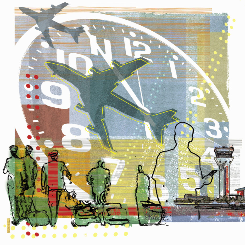 Illustration, Flugzeug, Piloten, Tower