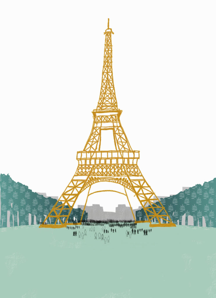 Illustration, Paris, Eiffelturm, Menschen, Tagsüber, Champs de Mars, Marsfeld