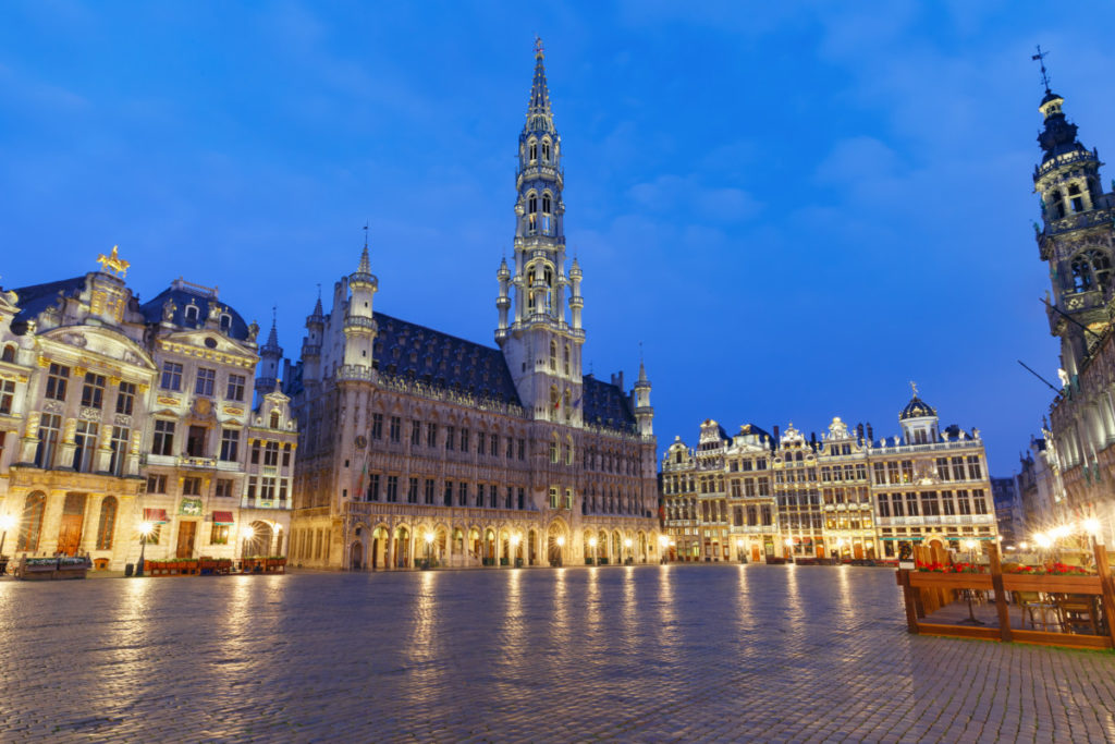 Brussels, Belgium, Grand Place, evening, romantic, lights