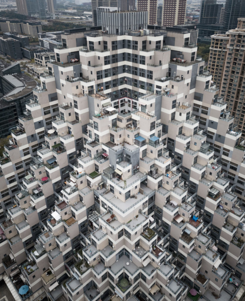 high rise, Shanghai, China, Terraces, modern, aerial image, drone photography, royalty free