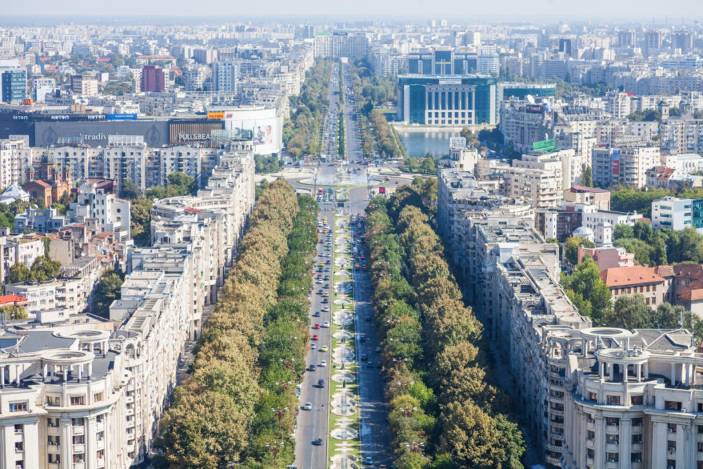 Allee, Boulevard, Prachtboulevard, Unirii Boulevard, Bukarest, Rumänien, Stadt des Fußball 2020, Europameisterschaft