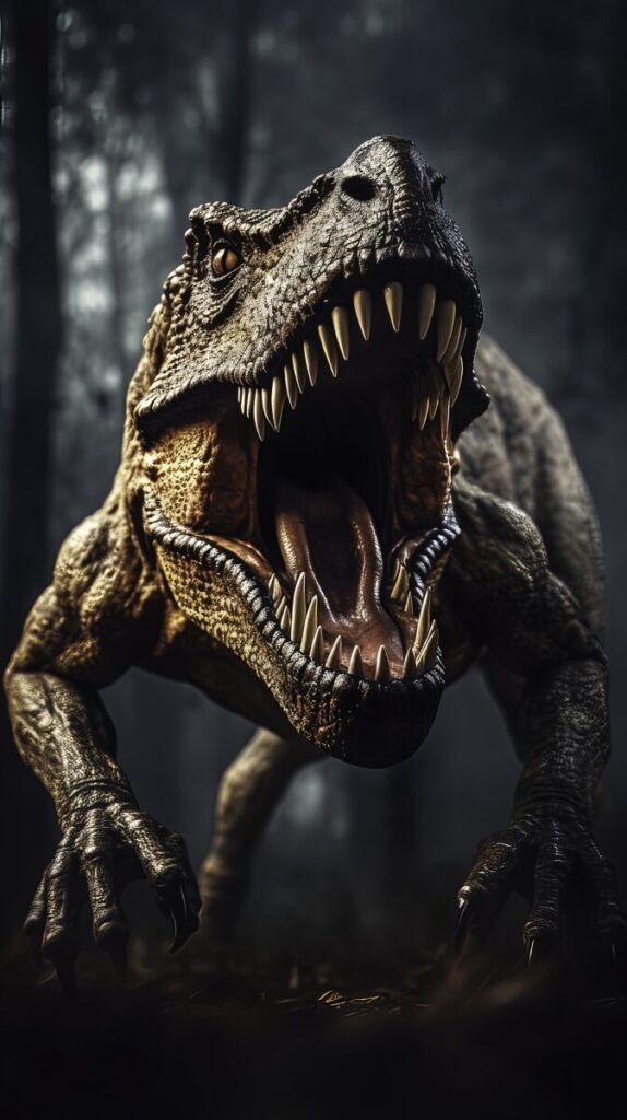 Tyrannosaurus Rex dinosaur row of teeth dangerous generative AI stock photos royalty-free AI image panthermedia